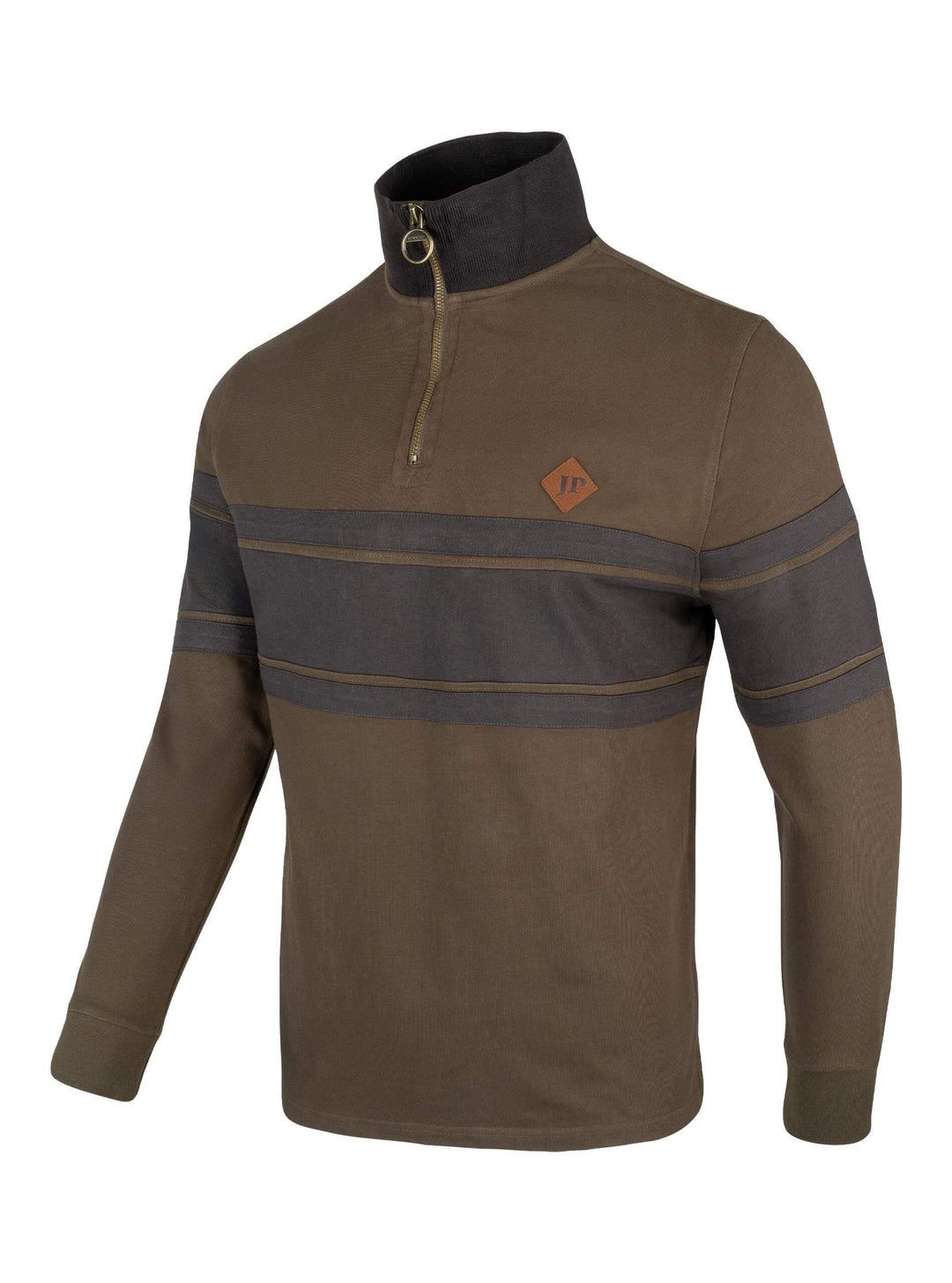 Jack Pyke Men’s Half Zip Contrast Sweatshirt – Outdoor Country Jumper with High Collar & Metal Zip Ring & Ribbed Cuffs – Ideal Jumper for Hunting, Shooting and Countryside Walks - Green