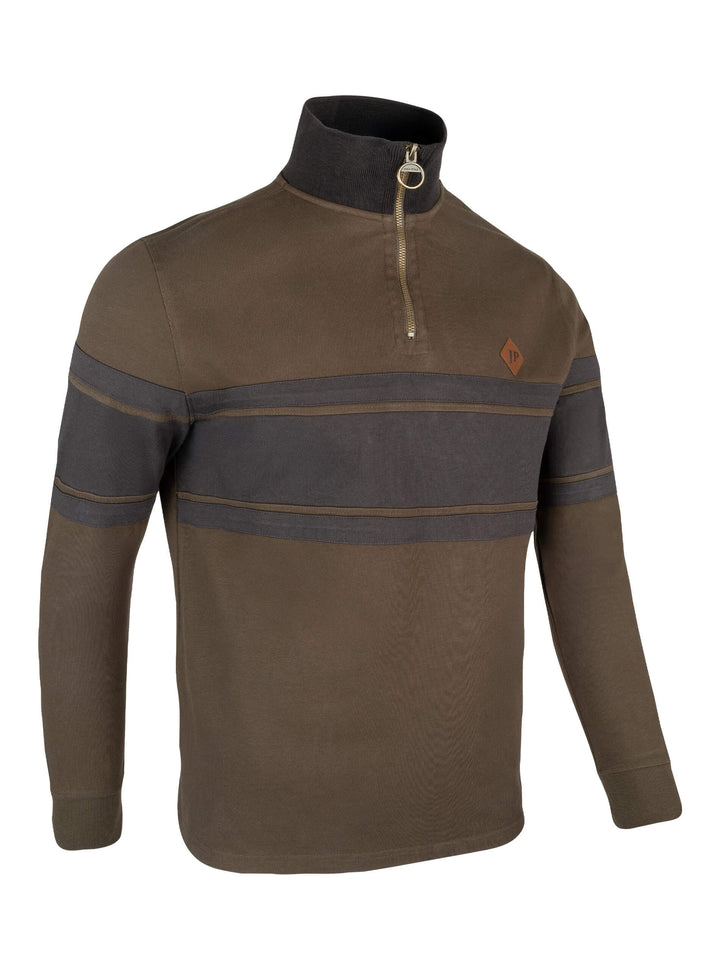 Jack Pyke Men’s Half Zip Contrast Sweatshirt – Outdoor Country Jumper with High Collar & Metal Zip Ring & Ribbed Cuffs – Ideal Jumper for Hunting, Shooting and Countryside Walks - Green
