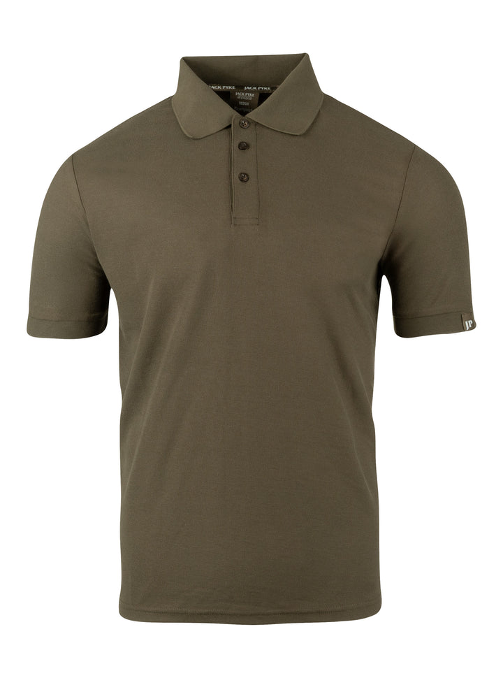 JACK PYKE Shires Mens Polo Shirt Short Sleeve – Breathable Polycotton T shirt, Classic Collar, 3-Button Neck, Minimal Branding, Shrink and Wrinkle Resistant Everyday top for Outdoors - Green