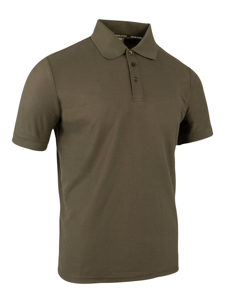 JACK PYKE Shires Mens Polo Shirt Short Sleeve – Breathable Polycotton T shirt, Classic Collar, 3-Button Neck, Minimal Branding, Shrink and Wrinkle Resistant Everyday top for Outdoors - Green