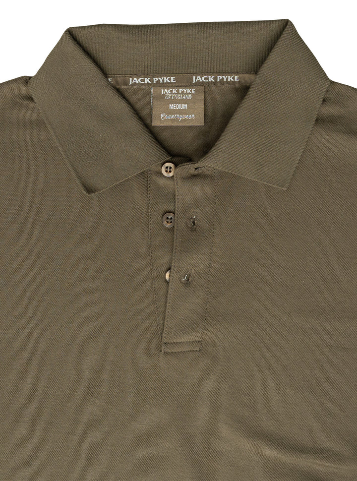 JACK PYKE Shires Mens Polo Shirt Short Sleeve – Breathable Polycotton T shirt, Classic Collar, 3-Button Neck, Minimal Branding, Shrink and Wrinkle Resistant Everyday top for Outdoors - Green