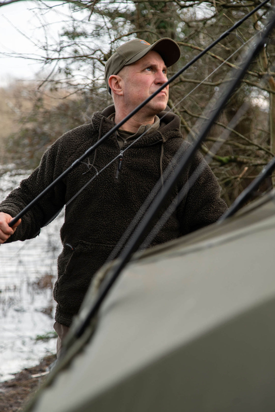 SPEERO Sherpa Fleece Hoodie Dunkeloliv