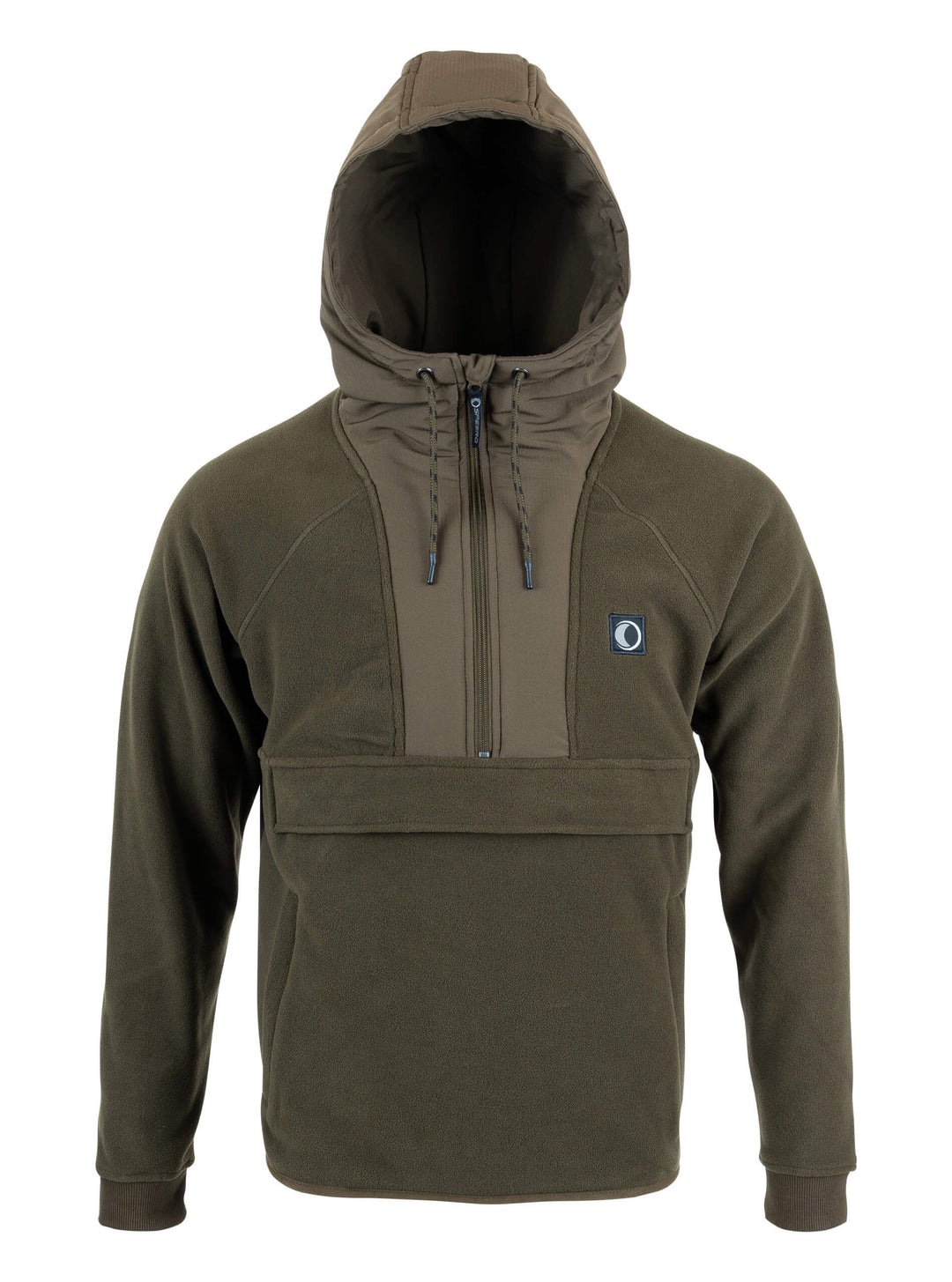 SPEERO Men’s Hybrid Hoodie – Mid-Weight Pullover Fleece Sweatshirts with Half Zip, Insulated Funnel Neck, Long Sleeves with Rib Cuffs, Hand Pockets for Outdoor, Travel and Casual Wear – Green