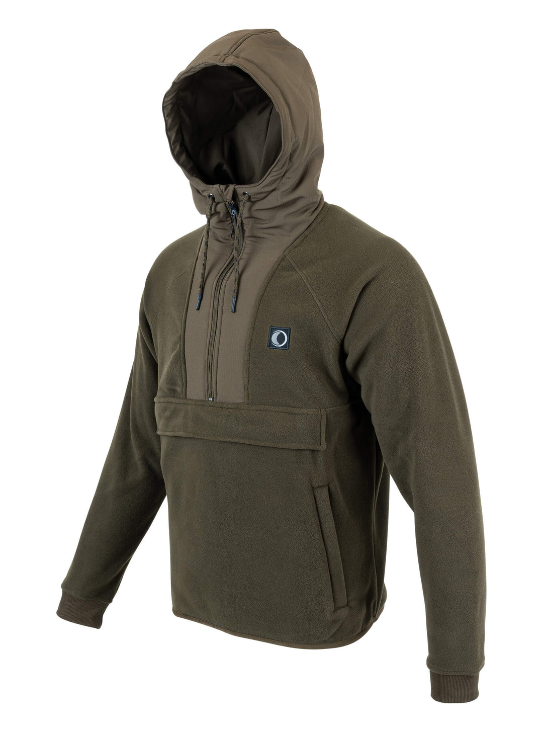 SPEERO Men’s Hybrid Hoodie – Mid-Weight Pullover Fleece Sweatshirts with Half Zip, Insulated Funnel Neck, Long Sleeves with Rib Cuffs, Hand Pockets for Outdoor, Travel and Casual Wear – Green