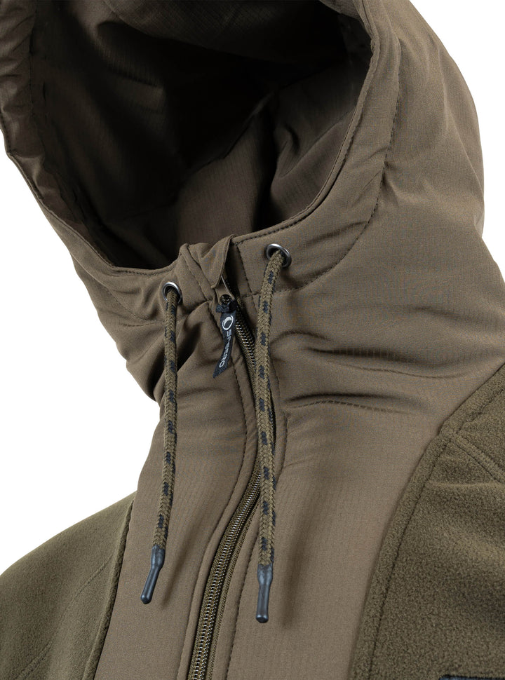 SPEERO Men’s Hybrid Hoodie – Mid-Weight Pullover Fleece Sweatshirts with Half Zip, Insulated Funnel Neck, Long Sleeves with Rib Cuffs, Hand Pockets for Outdoor, Travel and Casual Wear – Green