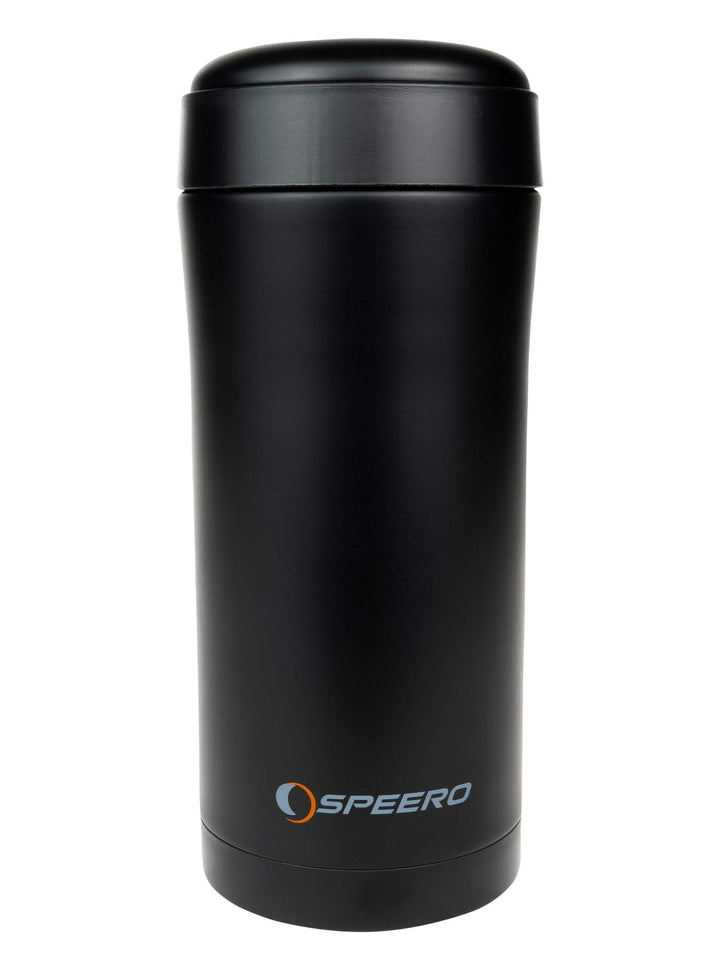 SPEERO 330ml Travel Mug - Leakproof Stainless Steel Thermal Mug - Insulated Coffee Cup with Lid Keeps Hot 6hrs, Cold 12hrs - Black