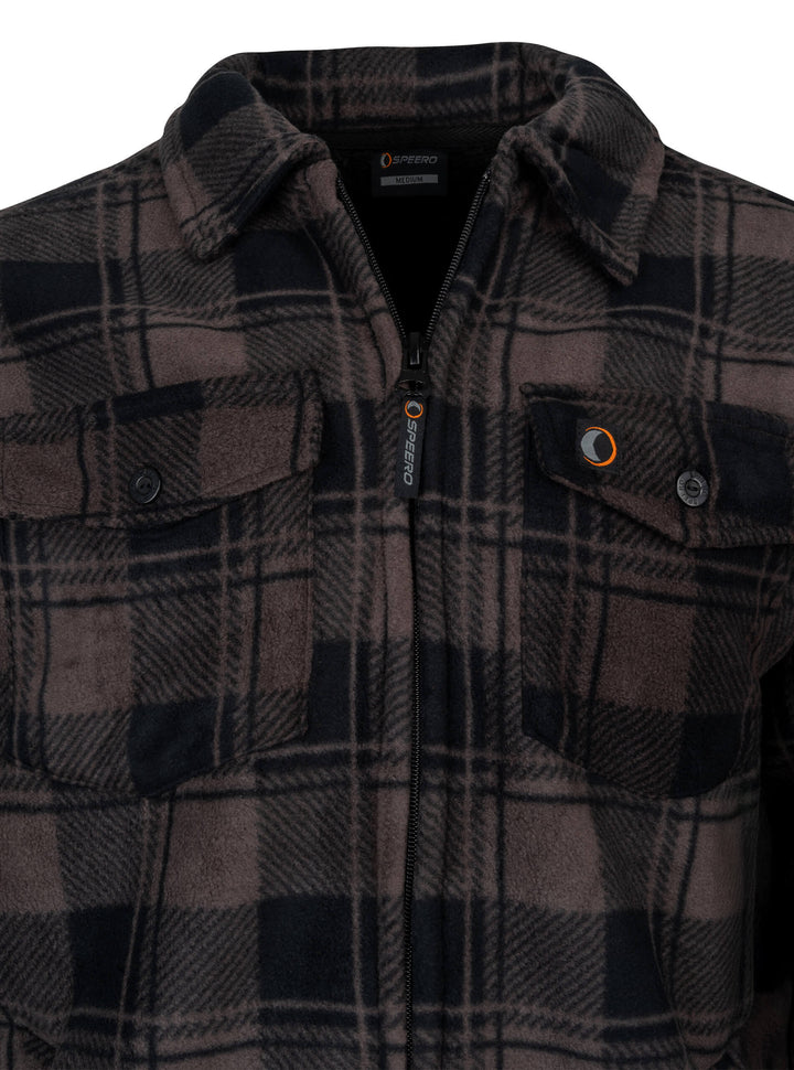 SPEERO Sherpa Fleece Lined Shirt Men Green – Warm Lumberjack Jacket with Pockets & Button Cuffs, Winter Flannel Shirt for Outdoor Activities and Casual Wear