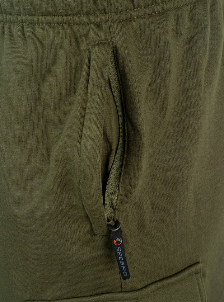 SPEERO Mens Cargo Shorts Green, Durable Cotton Blend Shorts with Elastic Waistband, Adjustable Drawstring and Multiple Pockets –  Ideal for Outdoor Adventures & Casual Everyday Wear