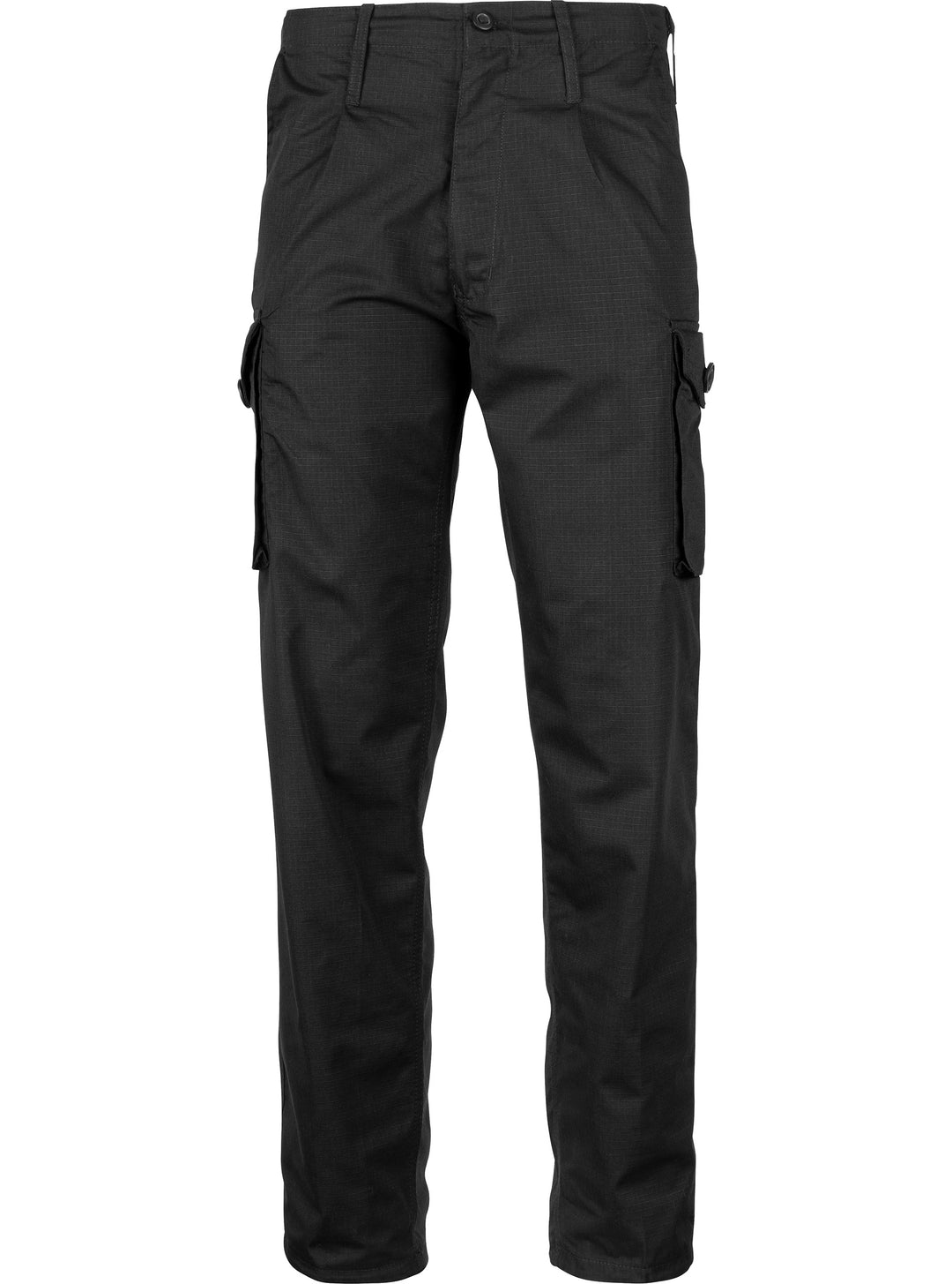 Pantaloni cargo da uomo Mil-Com neri con frontale piatto