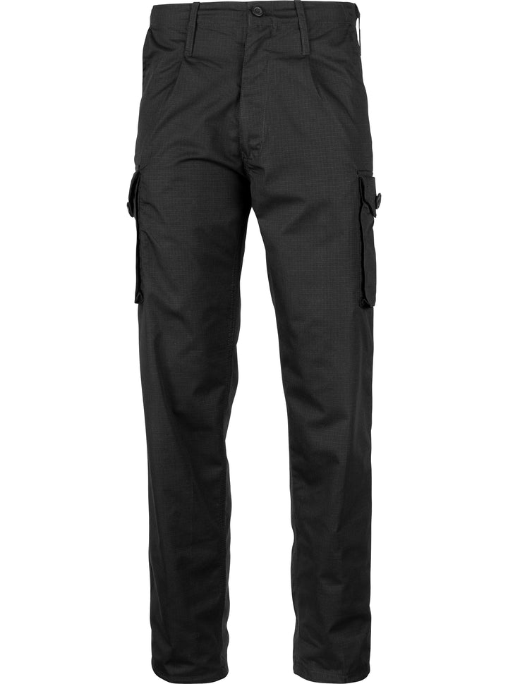 Pantaloni cargo da uomo Mil-Com neri con frontale piatto