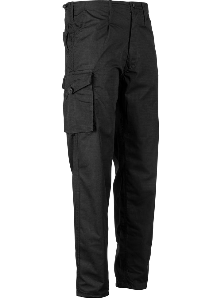 Pantaloni cargo da uomo Mil-Com neri con frontale piatto