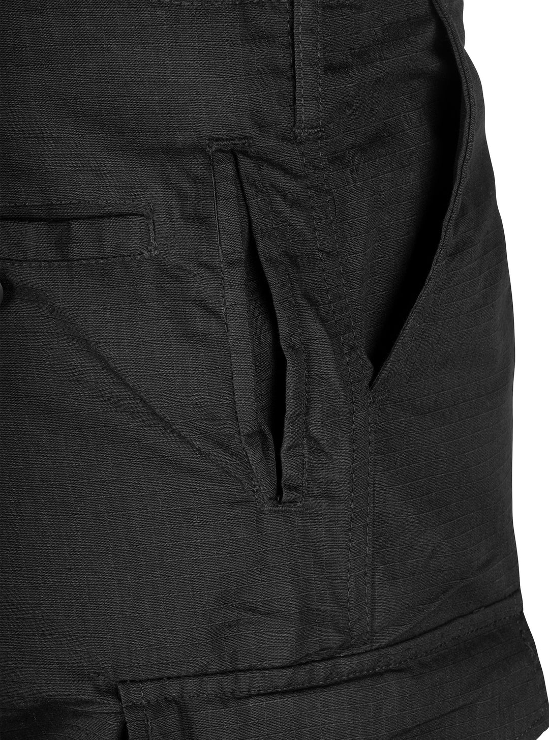 Pantaloni cargo da uomo Mil-Com neri con frontale piatto
