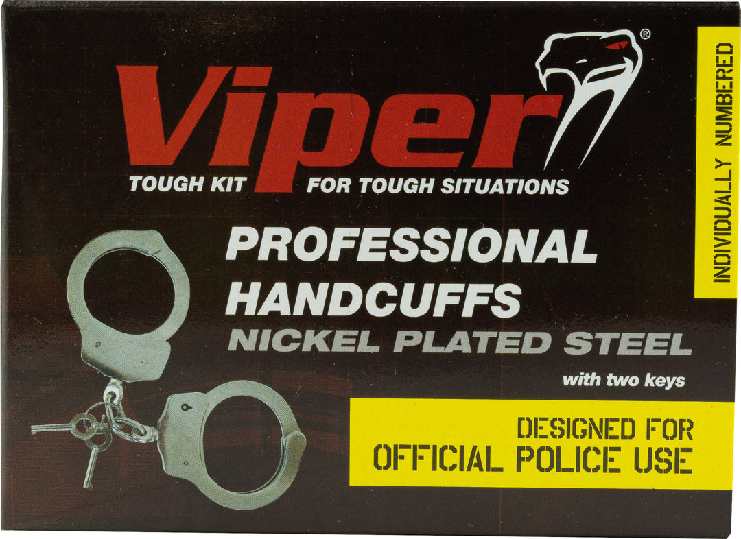 Viper TACTICAL Manette professionali per polizia per impieghi gravosi in acciaio nichelato con 2 chiavi numerate singolarmente con numero di serie