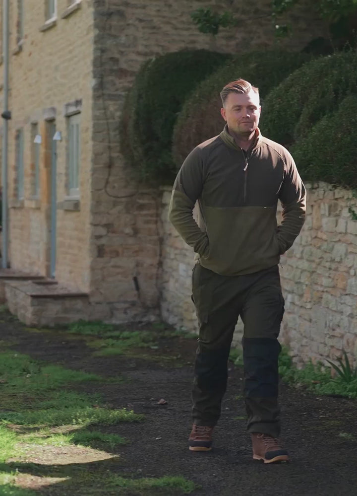 Jack Pyke Bleasdale Half Zip Fleece Top – Lightweight Outdoor Soft Fleece Jacket for Mens with Zipped Pocket and Contrast Panels – Ideal Warm Mid Layer for Hiking, Camping